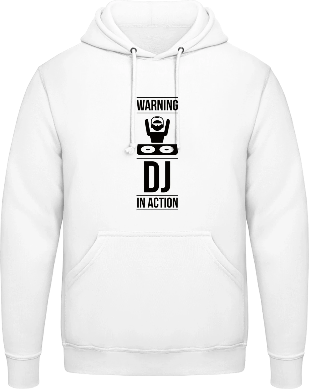 Warning DJ in Action - Arctic white AWDis man hoodie - Front