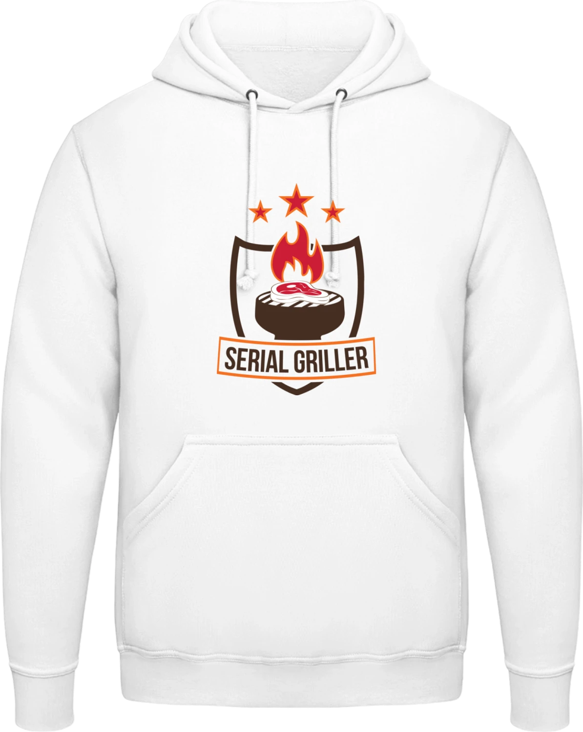 Serial Griller Flame - Arctic white AWDis man hoodie - Front