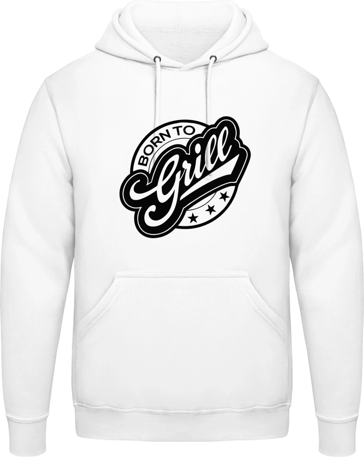 Born To Grill Logo - Arctic white AWDis man hoodie - Front