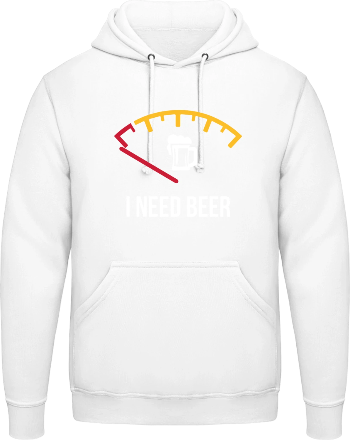 I Need Beer - Arctic white AWDis man hoodie - Front