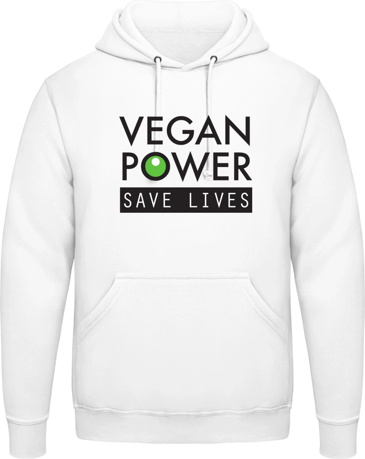 Vegan Power Save Lives - Arctic white AWDis man hoodie - Front