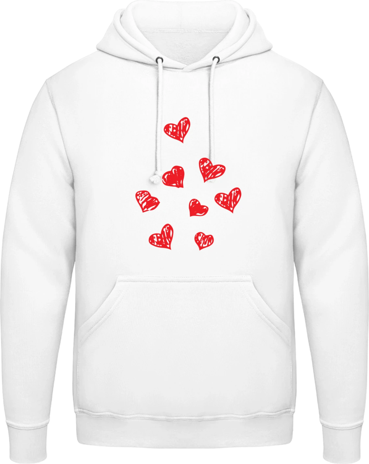 Hearts Drawing - Arctic white AWDis man hoodie - Front