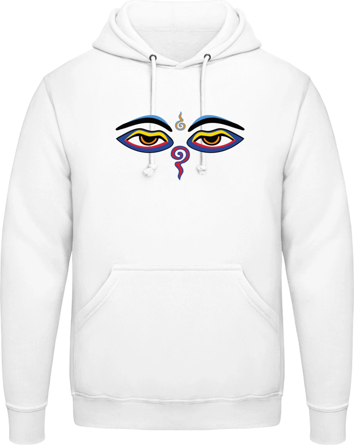 Eyes of Buddha Symbol - Arctic white AWDis man hoodie - Front