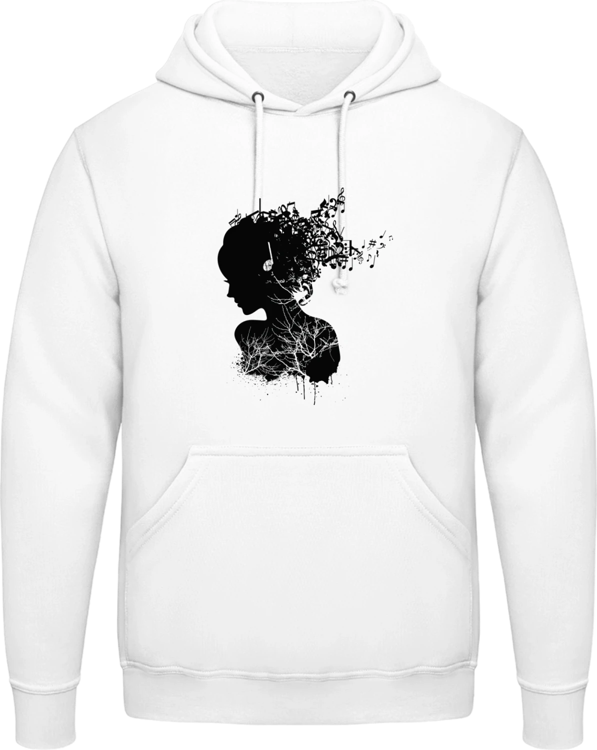 Music Silhouette - Arctic white AWDis man hoodie - Front