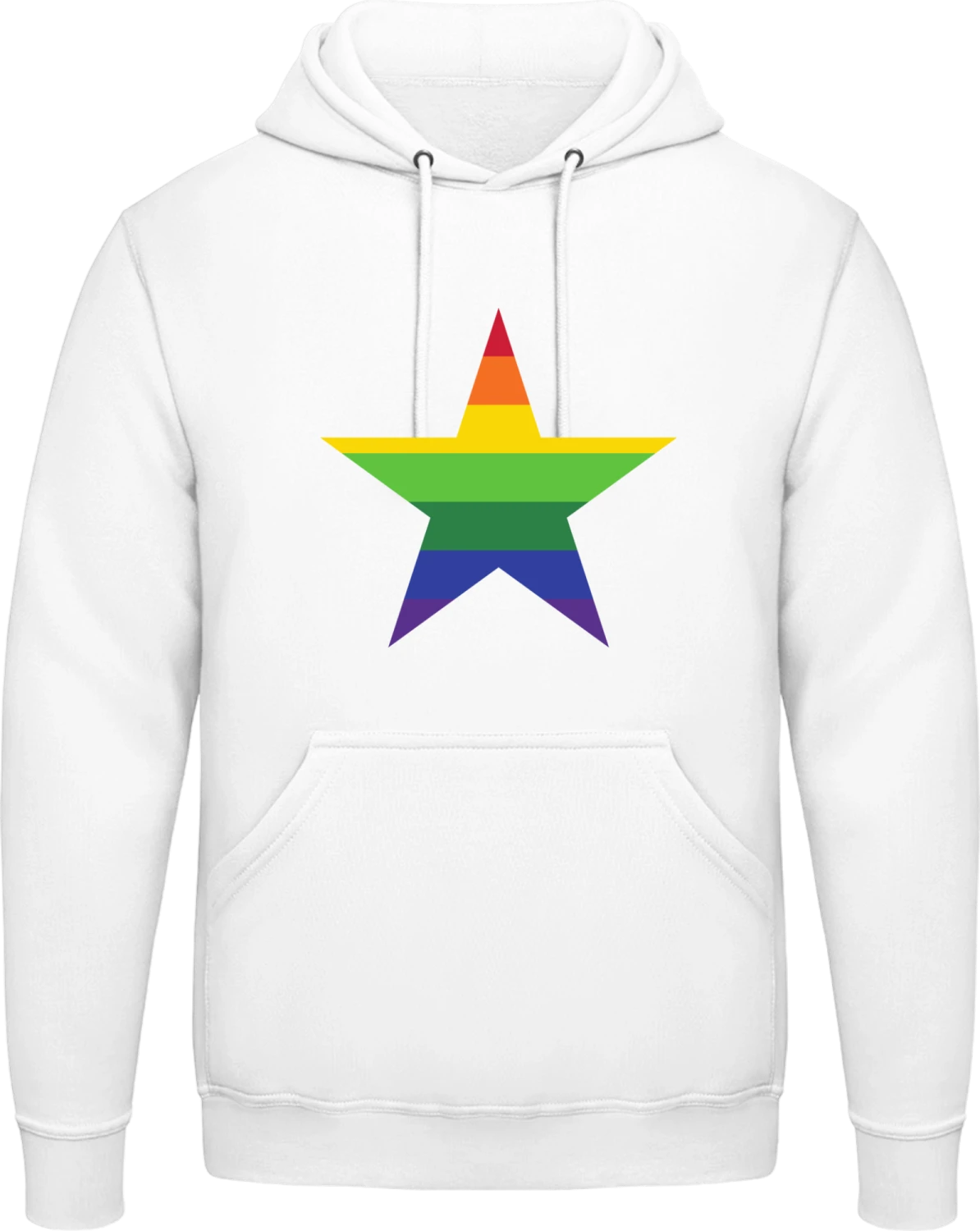 Rainbow Star - Arctic white AWDis man hoodie - Front