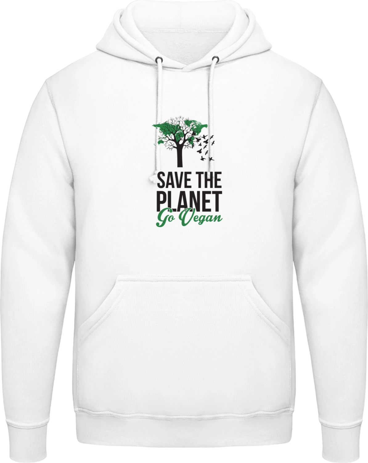 Save The Planet Go Vegan - Arctic white AWDis man hoodie - Front