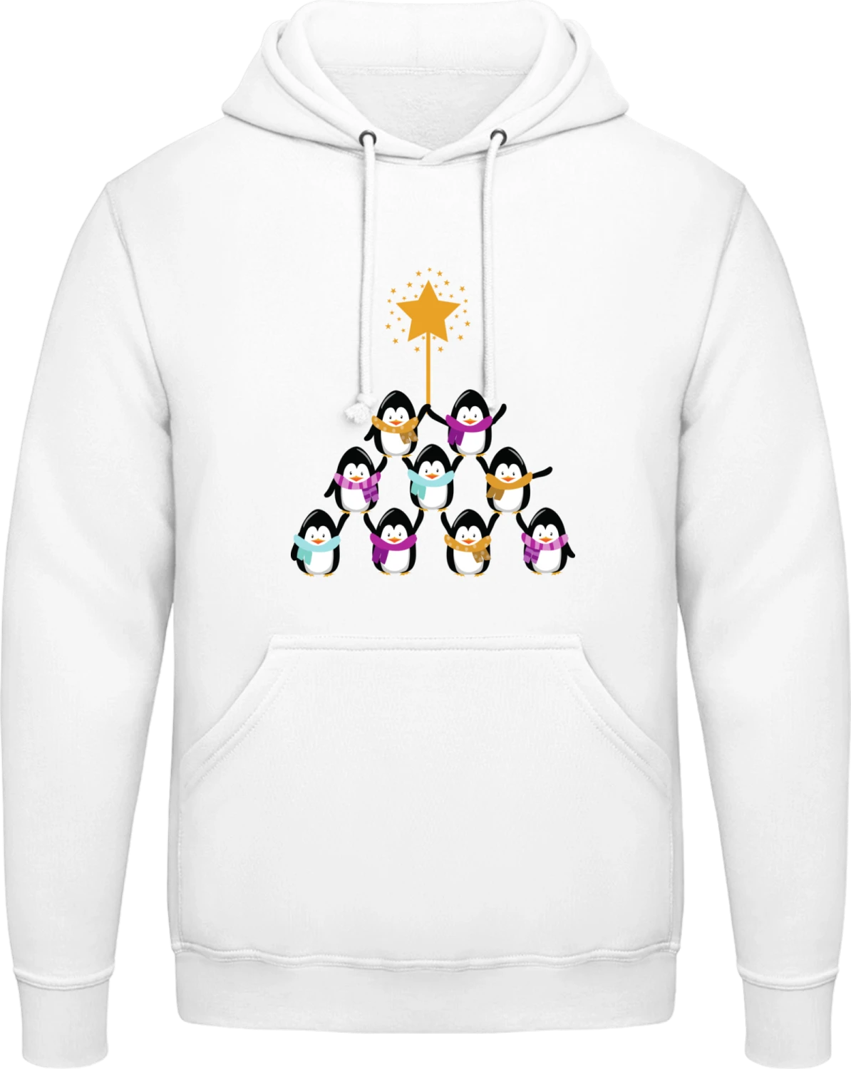 Penguin Christmas Tree - Arctic white AWDis man hoodie - Front