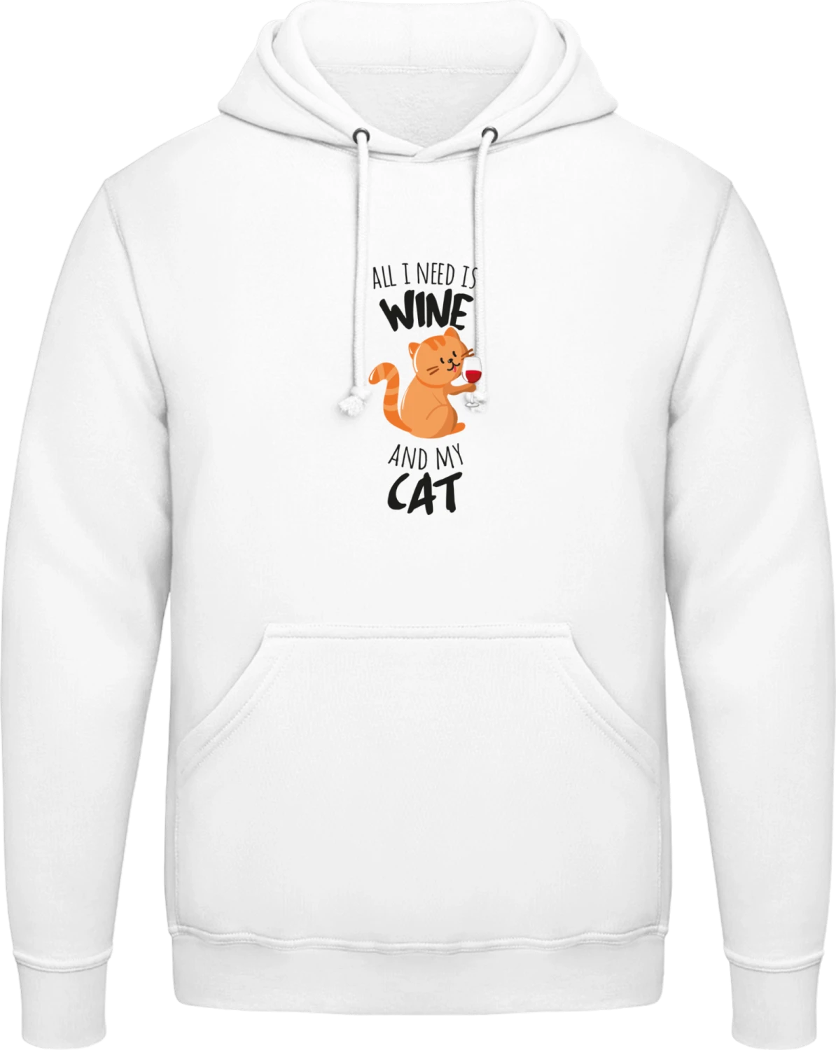 All I Need Is Wine  - Arctic white AWDis man hoodie - Front