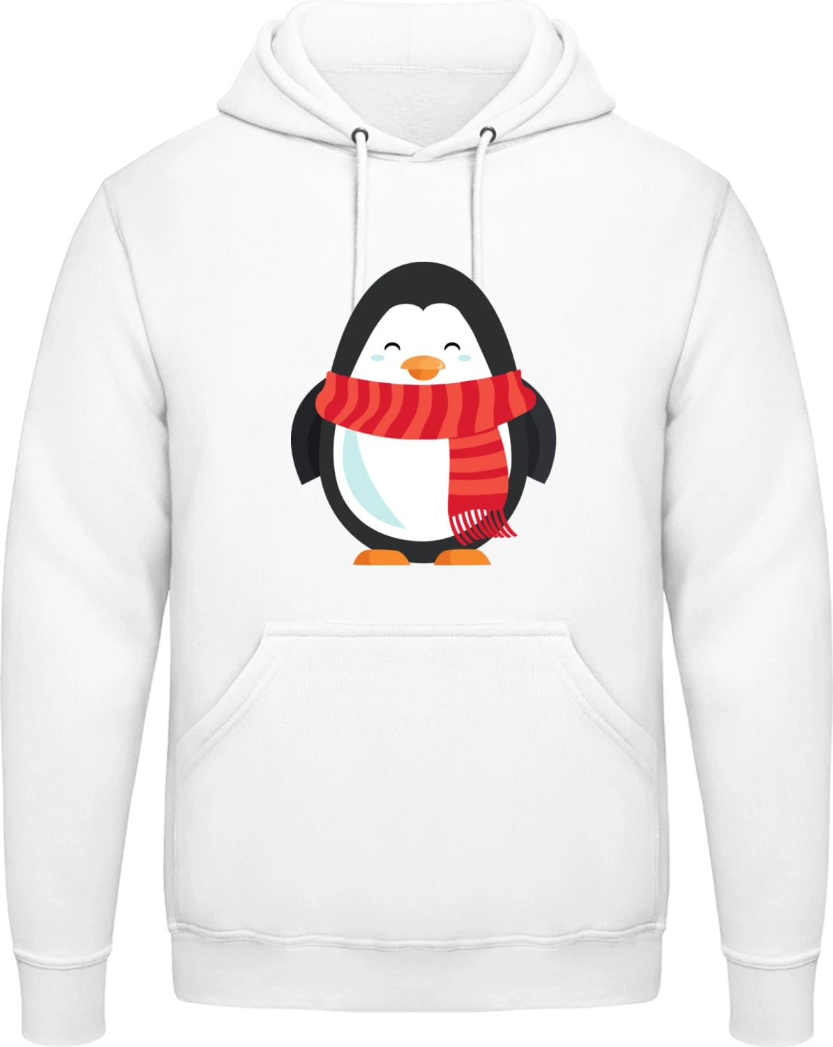 Penguin With Scarf - Arctic white AWDis man hoodie - Front