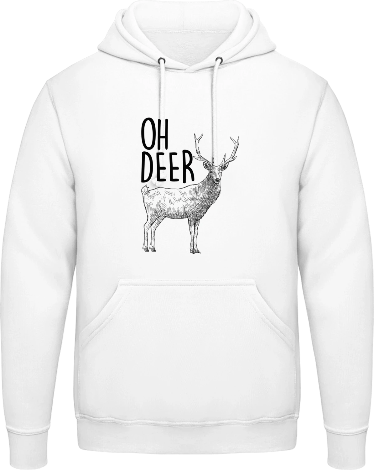 Oh Deer Illu - Arctic white AWDis man hoodie - Front