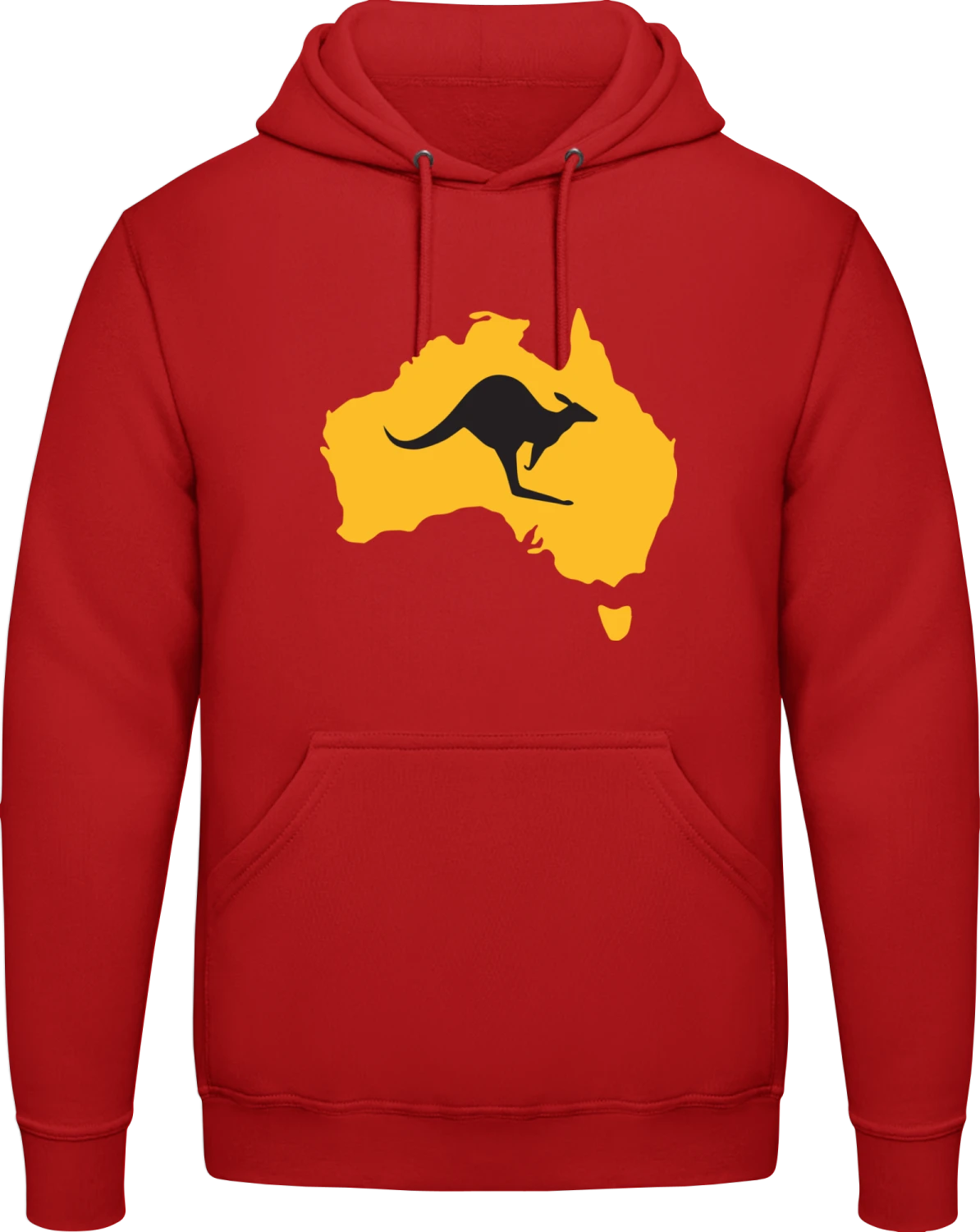 Australian Map with Kangaroo - Fire red AWDis man hoodie - Front