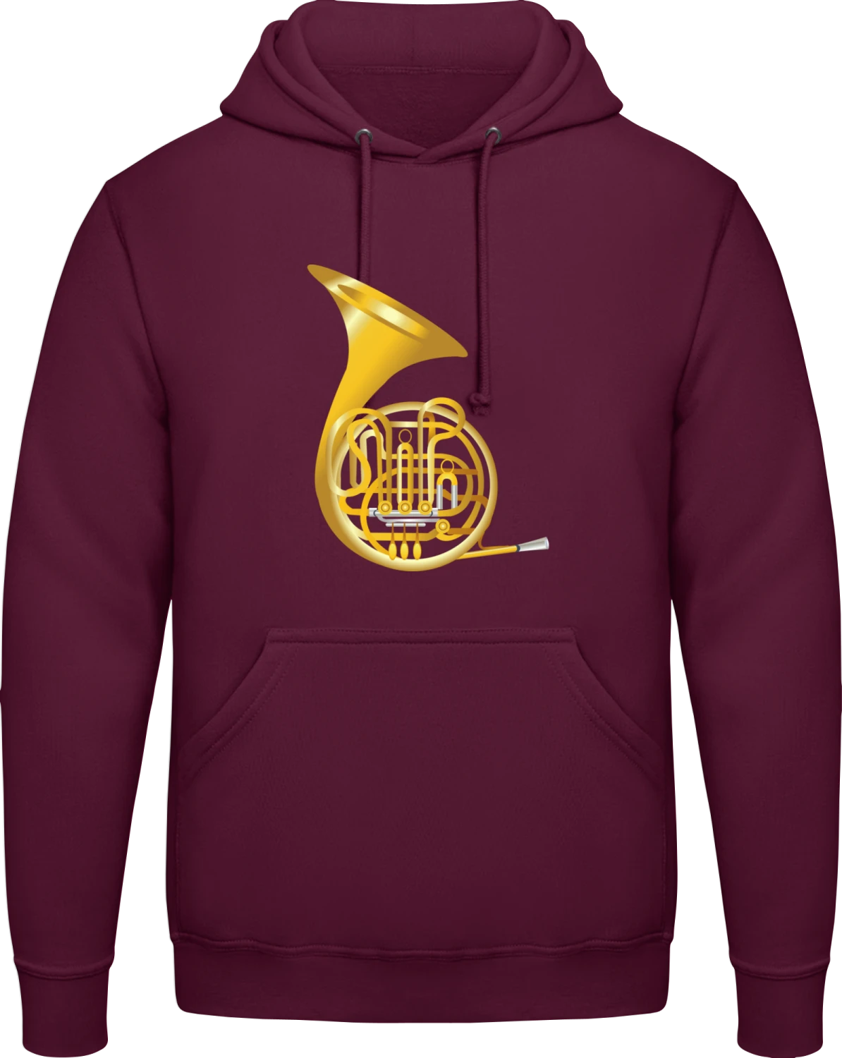 French Horn - Burgundy AWDis man hoodie - Front