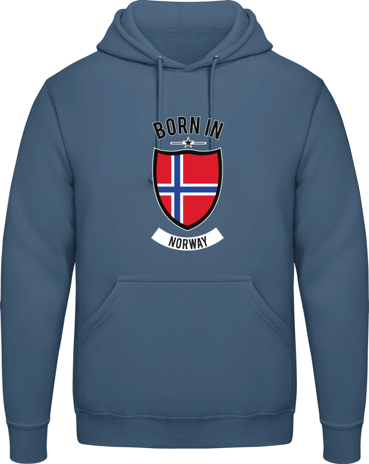 Born in Norway - Airforce blue AWDis man hoodie - Front