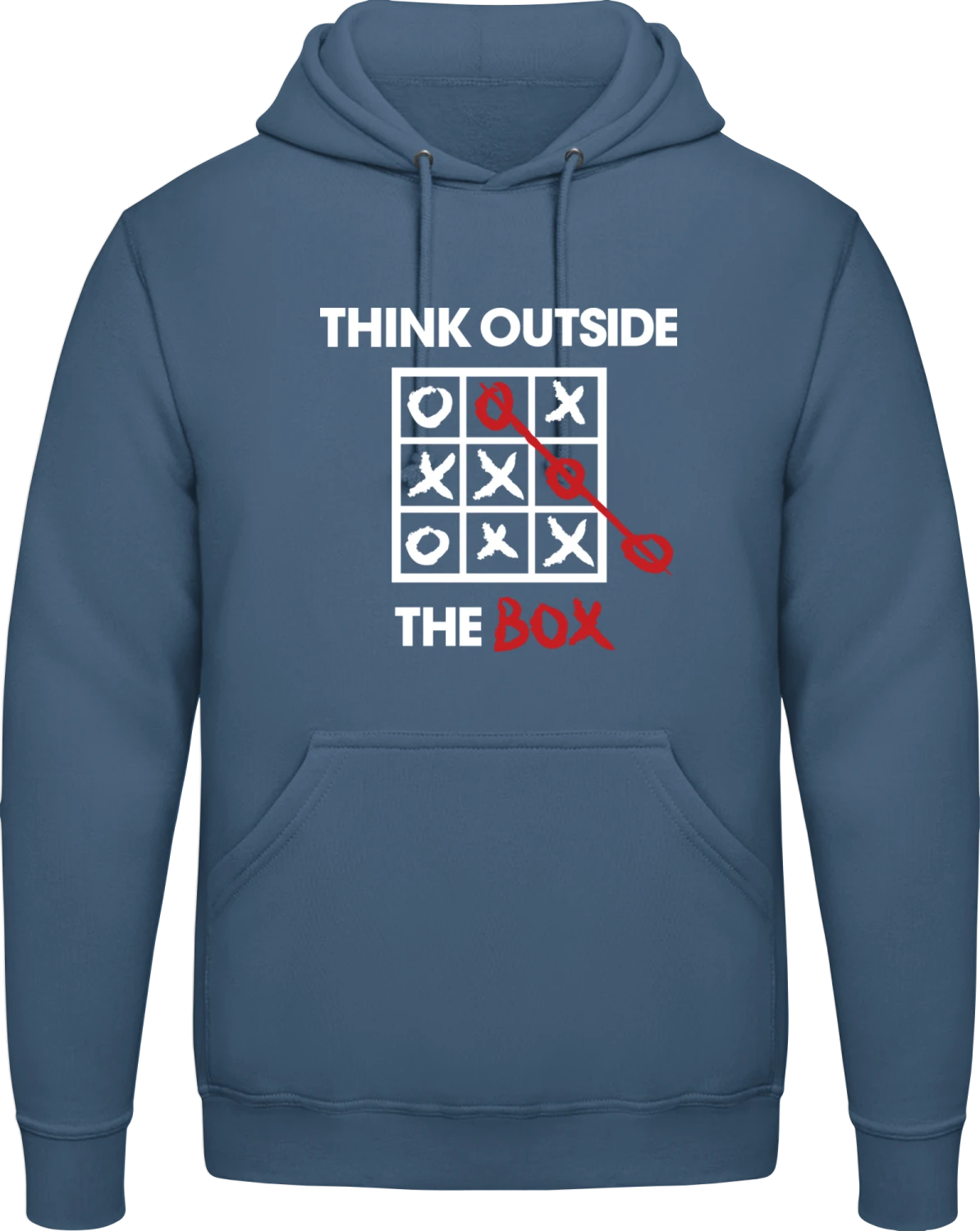 Think Outside The Box - Airforce blue AWDis man hoodie - Front