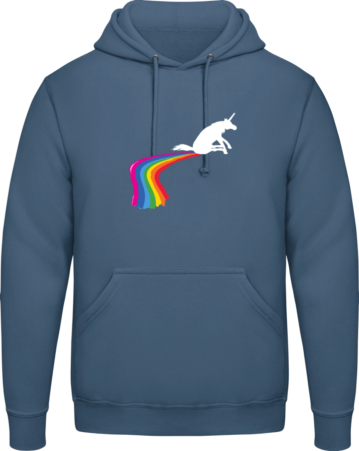 Unicorn Pooping A Rainbow  - Airforce blue AWDis man hoodie - Front