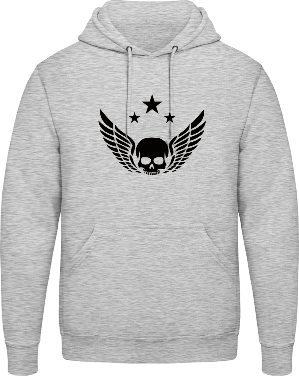 Winged Skull - Front_Heather Grey