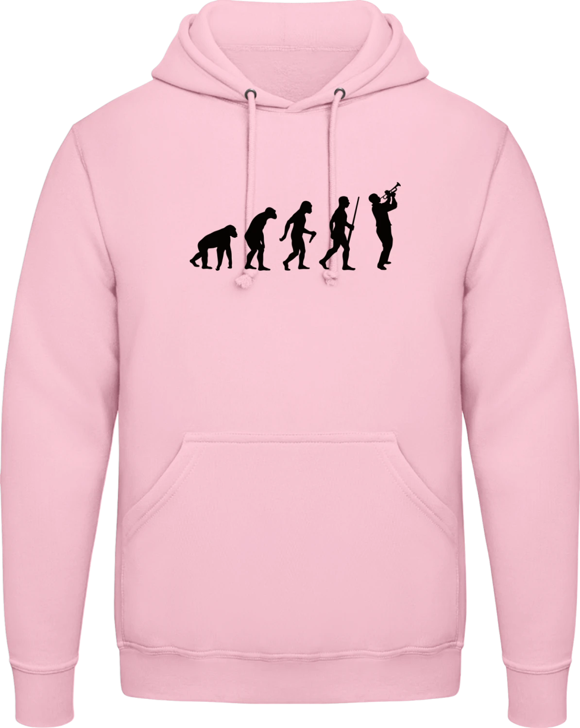 Trumpet Player Evolution - Baby pink AWDis man hoodie - Front