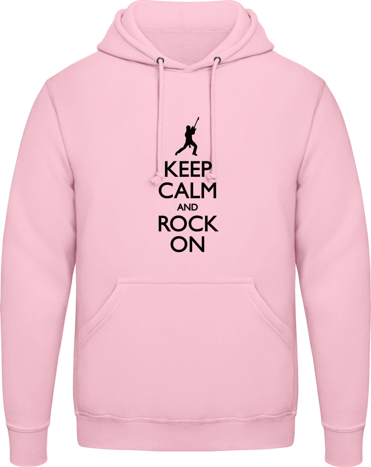 Keep Calm and Rock on - Baby pink AWDis man hoodie - Front