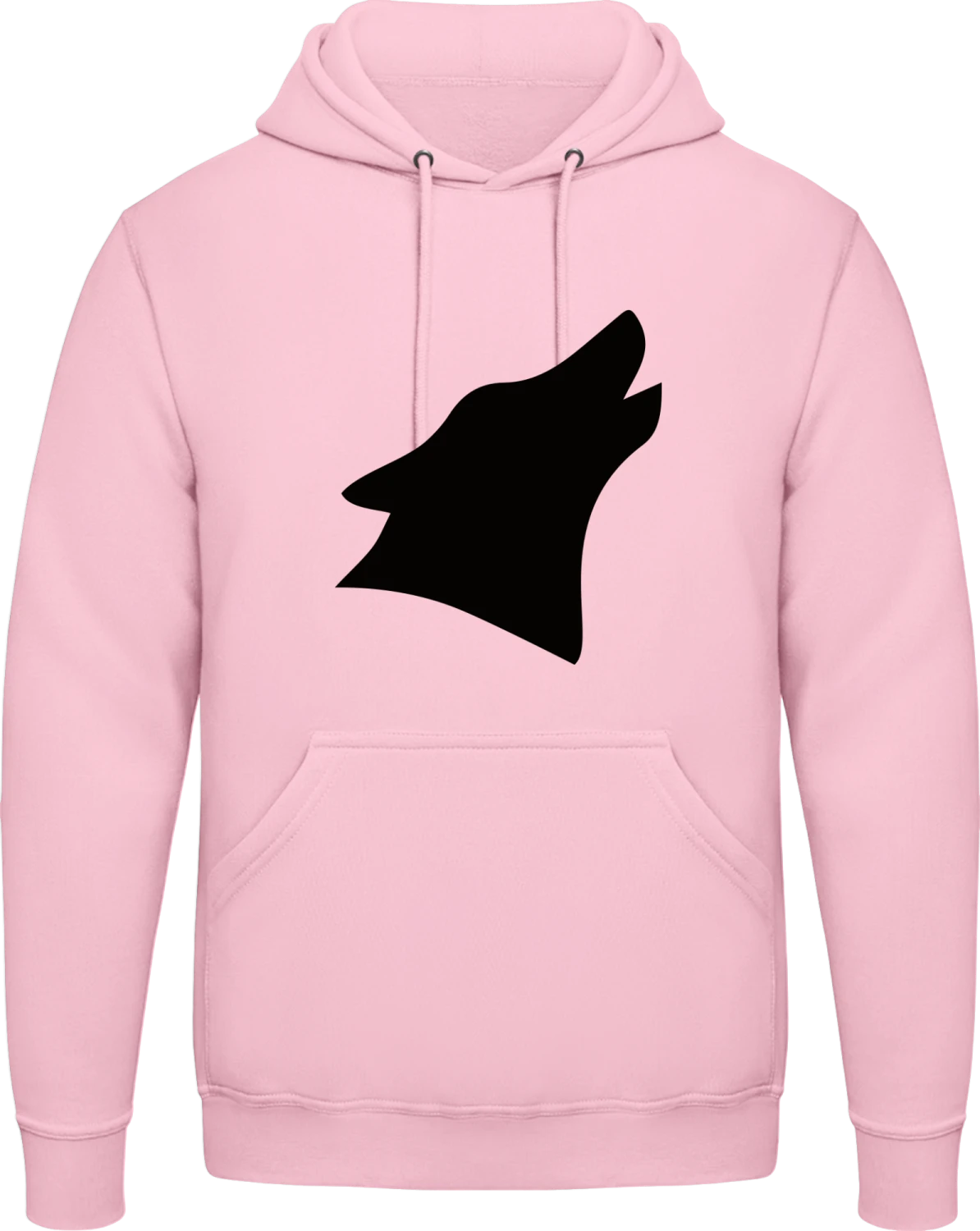 Wolf Silhouette - Baby pink AWDis man hoodie - Front