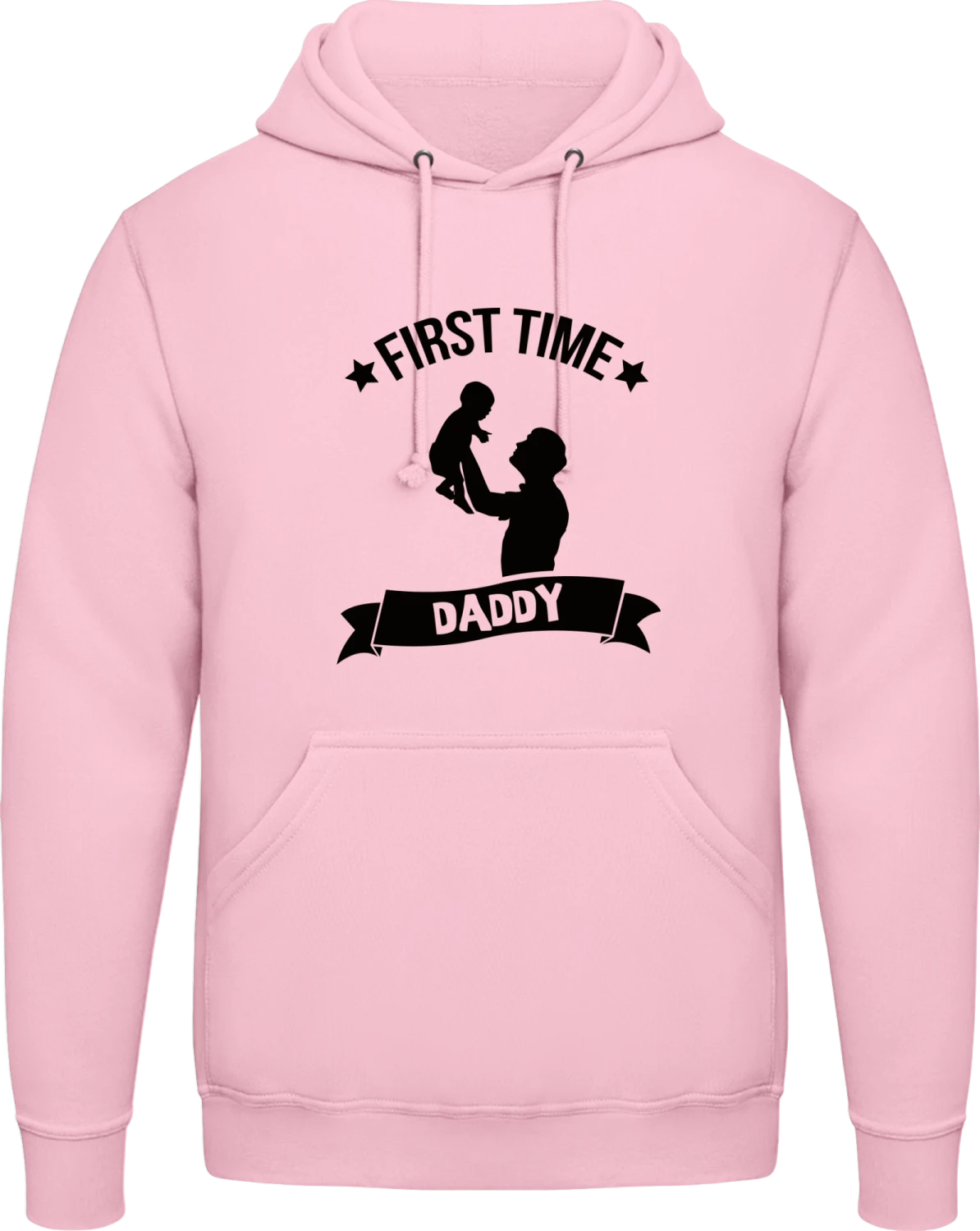 First Time Daddy - Baby pink AWDis man hoodie - Front