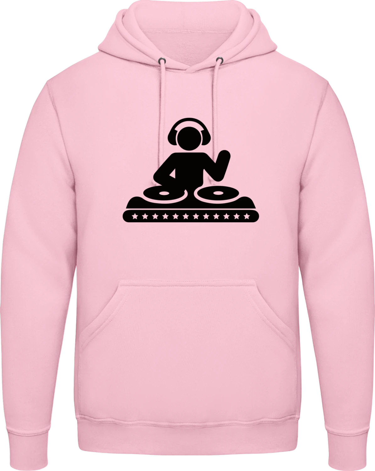 DJ on Turntables - Baby pink AWDis man hoodie - Front