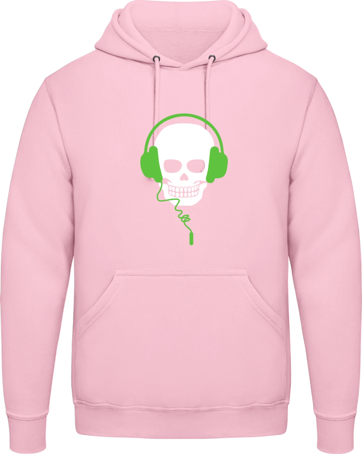 Music Lover Skull Headphones - Baby pink AWDis man hoodie - Front