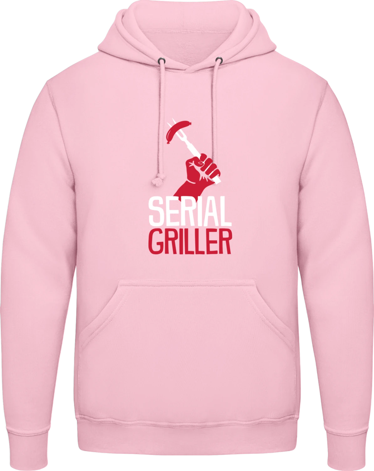 BBQ Serial Griller - Baby pink AWDis man hoodie - Front