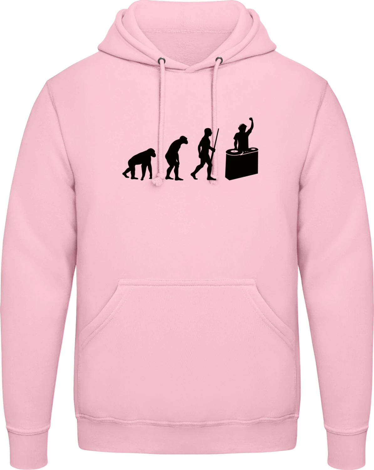 DJ Evolution - Baby pink AWDis man hoodie - Front