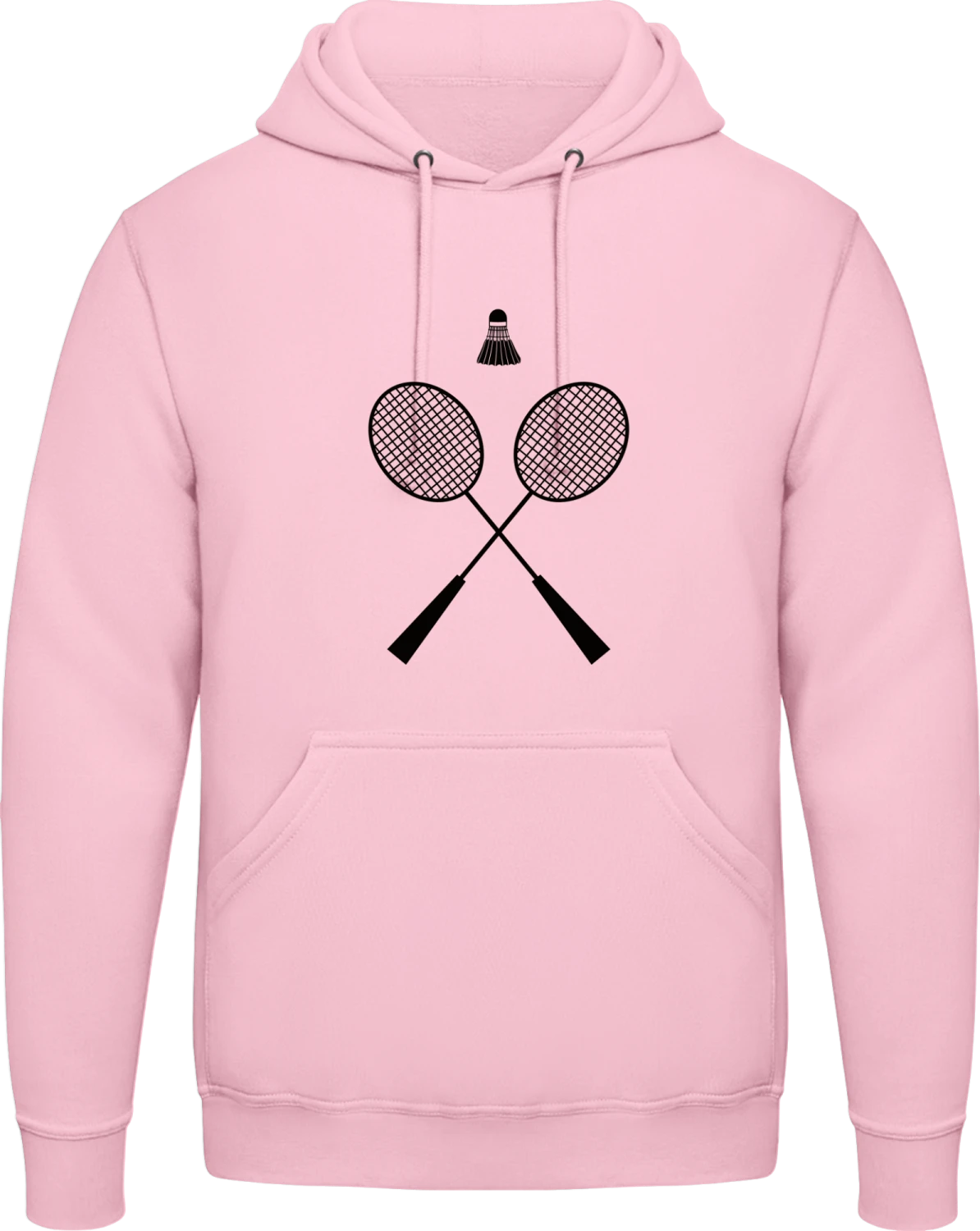 Badminton Equipment - Baby pink AWDis man hoodie - Front