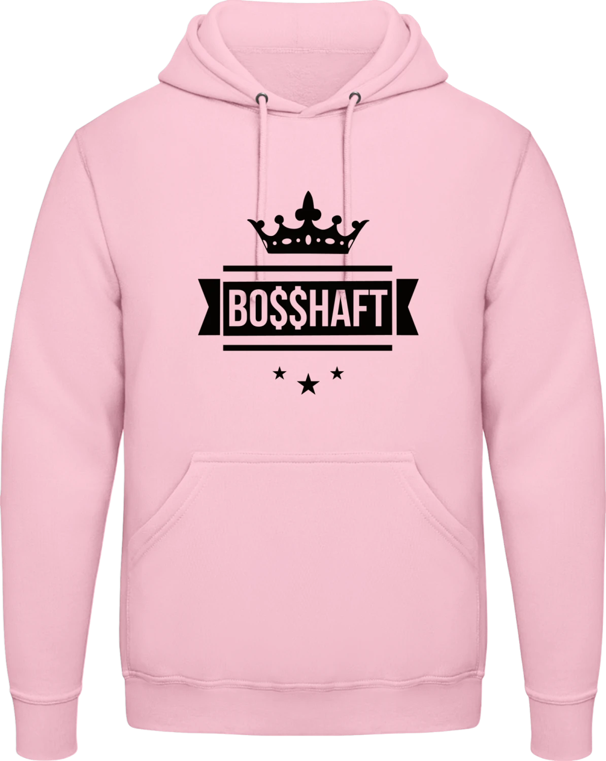 Bosshaft - Baby pink AWDis man hoodie - Front