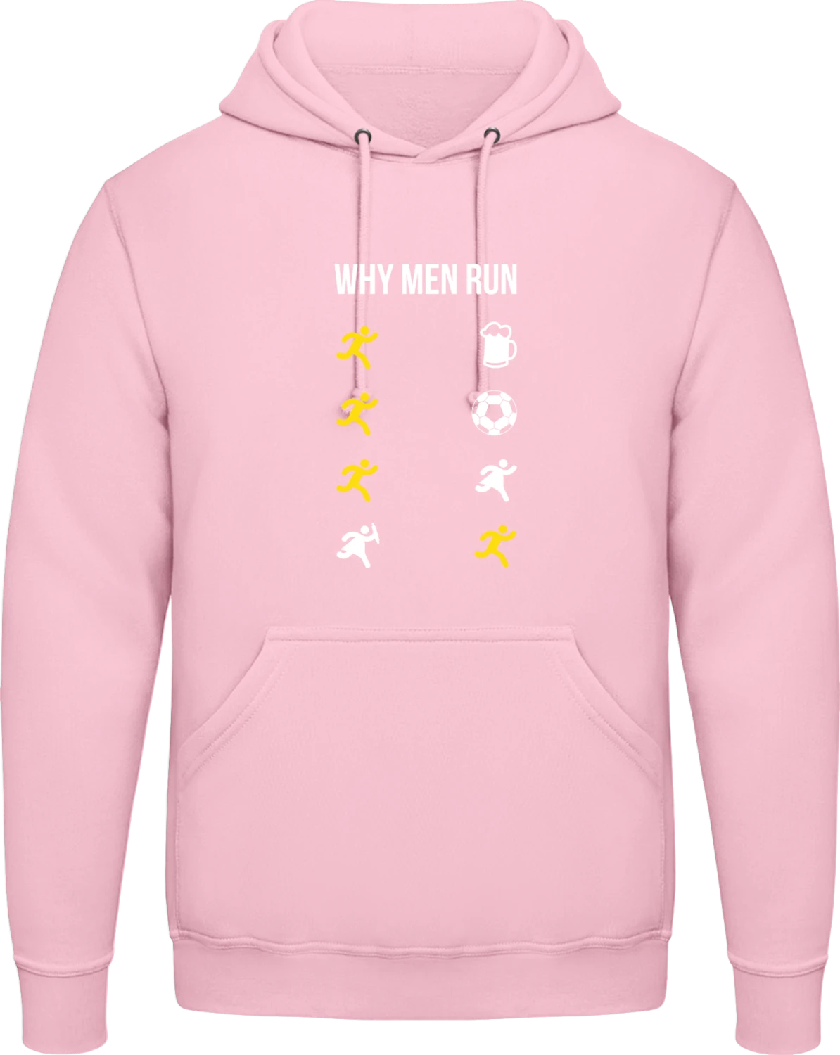 Why Men Run - Baby pink AWDis man hoodie - Front