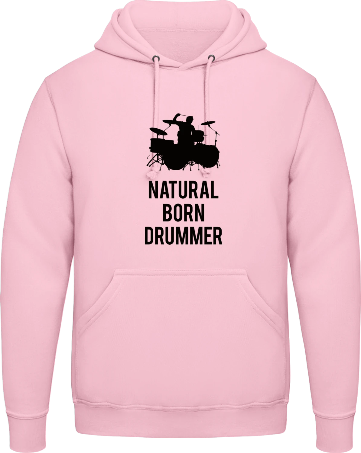 Natural Born Drumer - Baby pink AWDis man hoodie - Front