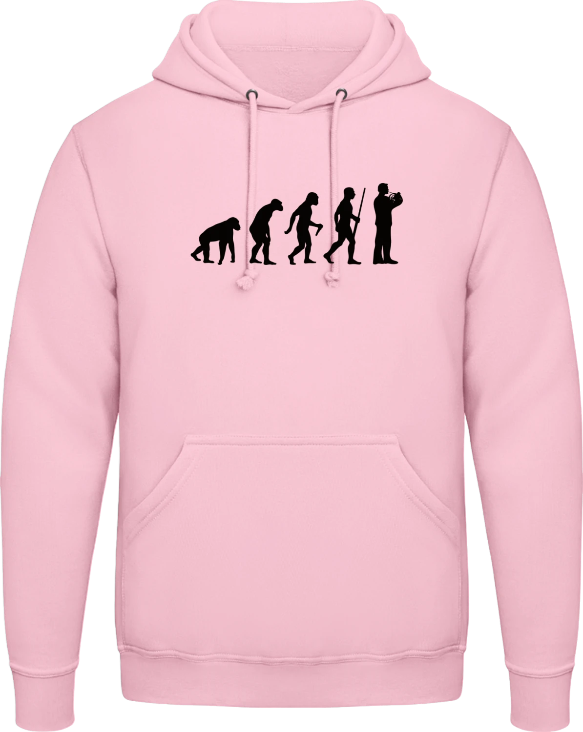 French Horn Player Evolution - Baby pink AWDis man hoodie - Front