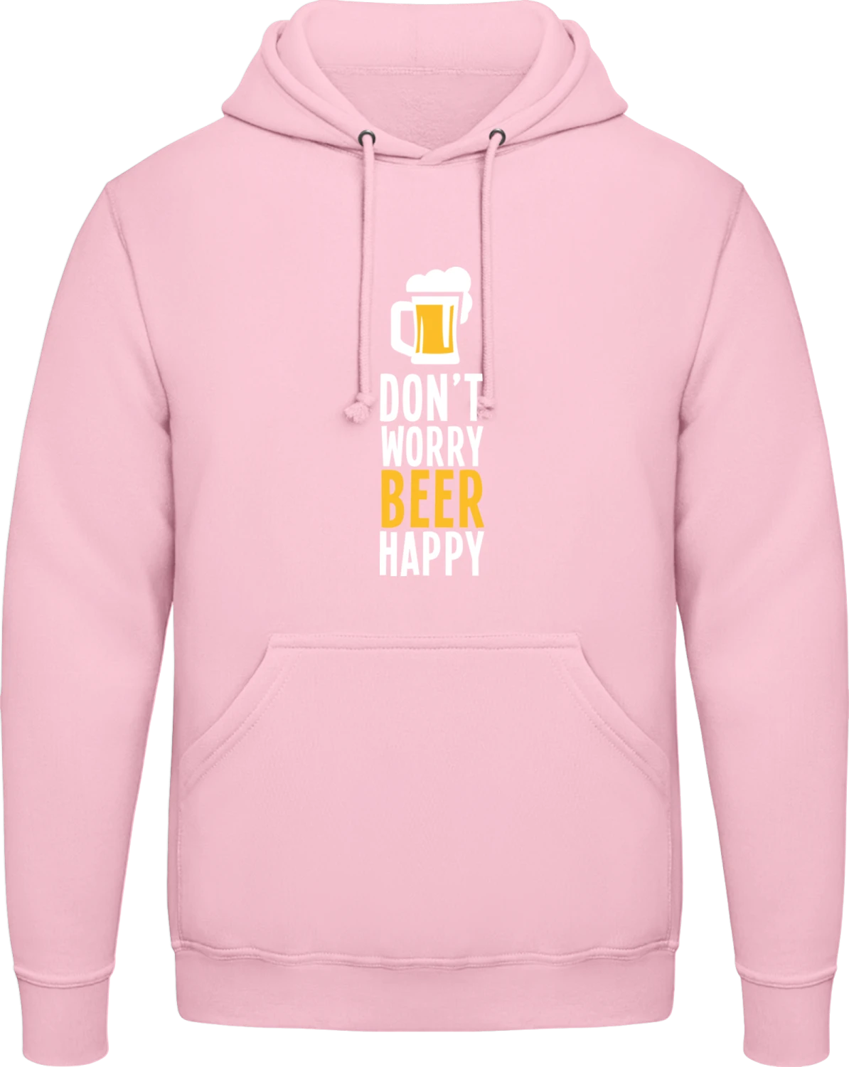 Don't Worry Beer Happy - Baby pink AWDis man hoodie - Front