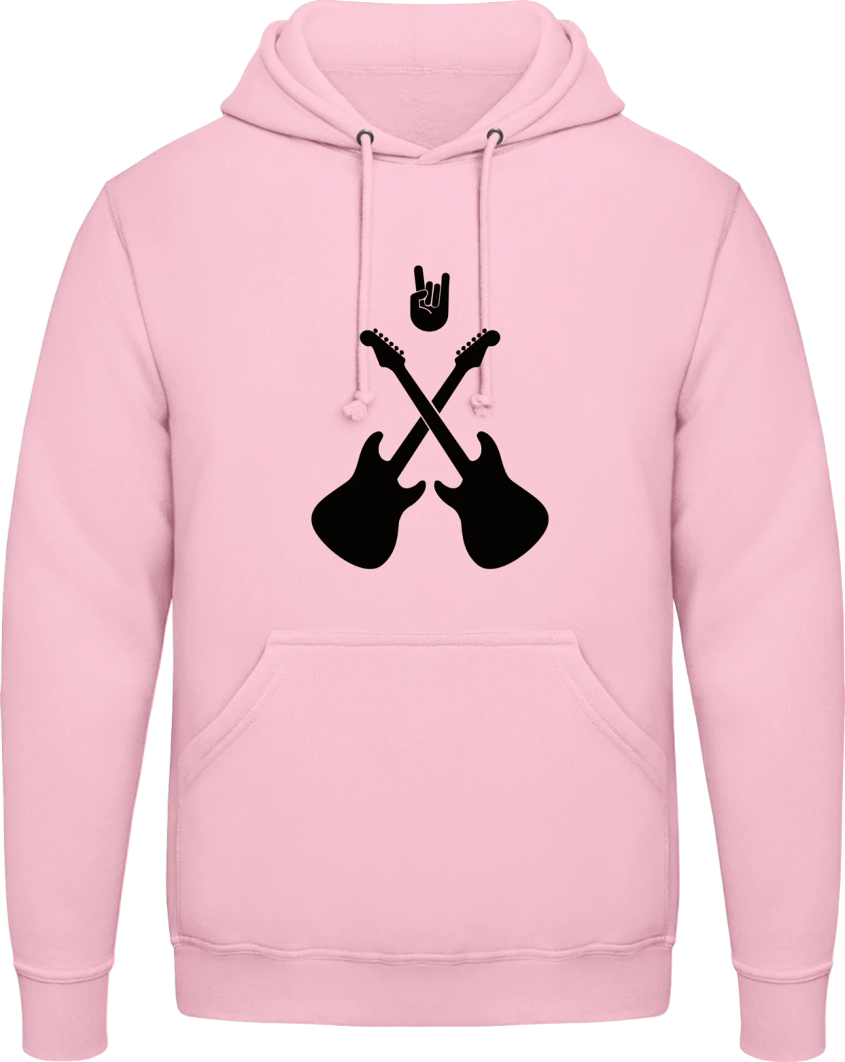 Rock On Guitars Crossed - Baby pink AWDis man hoodie - Front