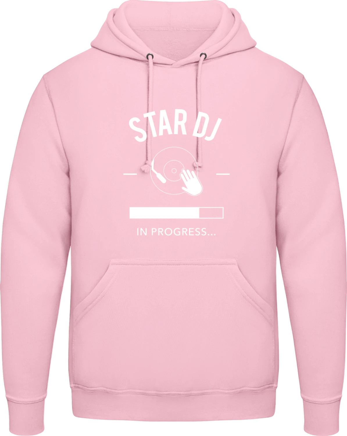 Star DJ In Progress - Baby pink AWDis man hoodie - Front