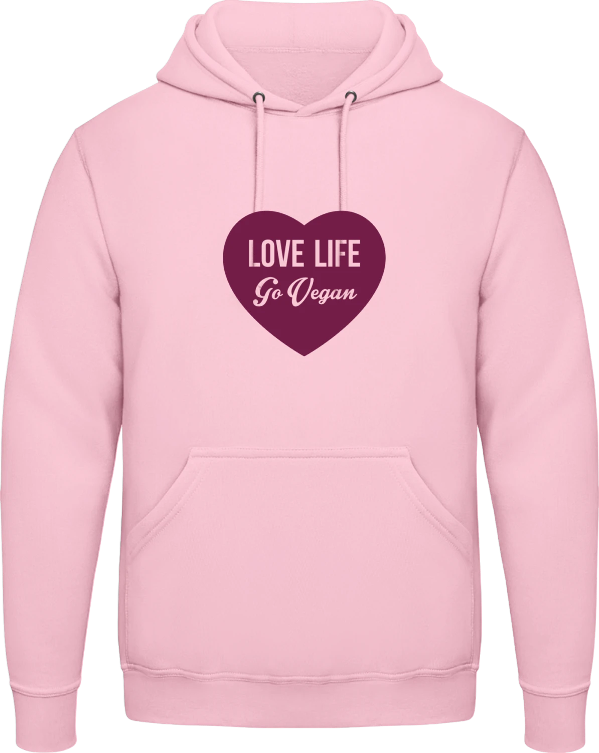 Love Life Go Vegan - Baby pink AWDis man hoodie - Front