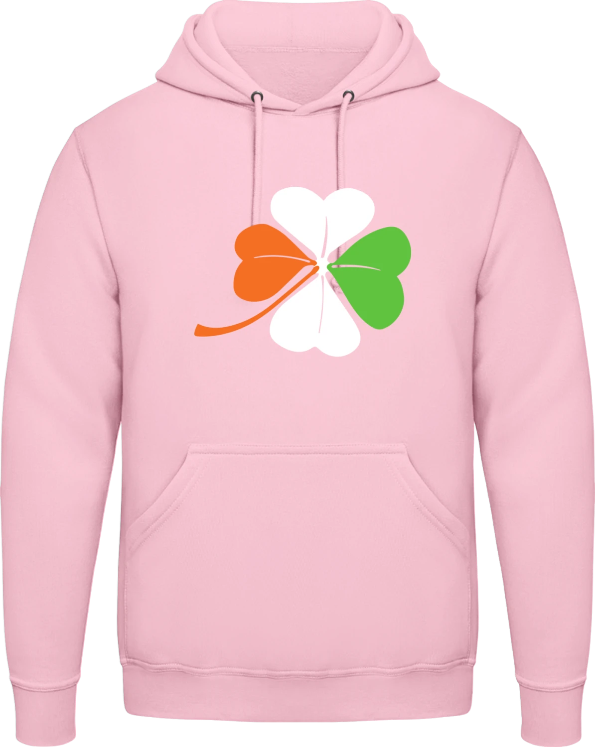 Irish Cloverleaf - Baby pink AWDis man hoodie - Front