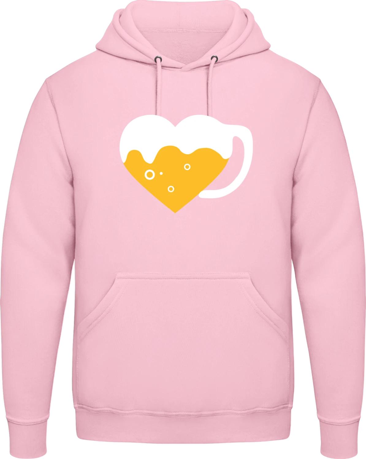 Beer Heart - Baby pink AWDis man hoodie - Front