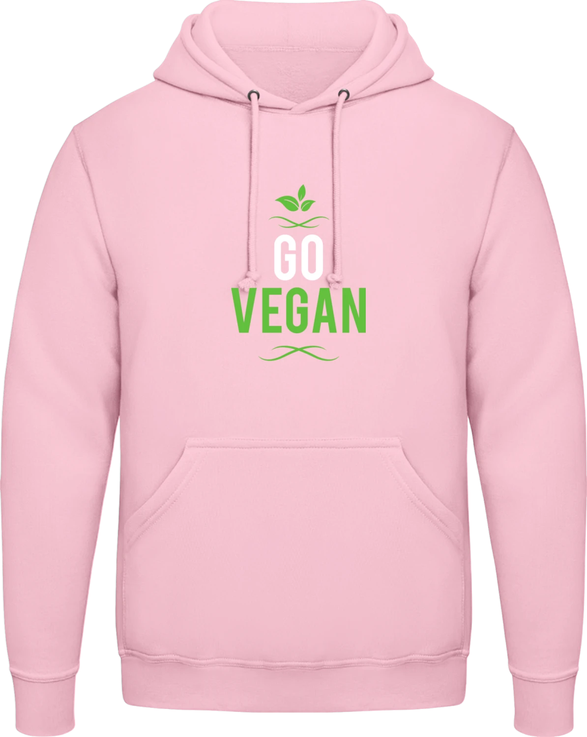 Go Vegan - Baby pink AWDis man hoodie - Front