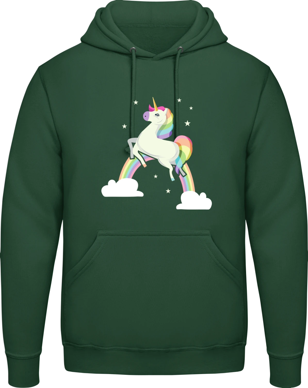 Unicorn Fantasy - Bottle Green AWDis man hoodie - Front