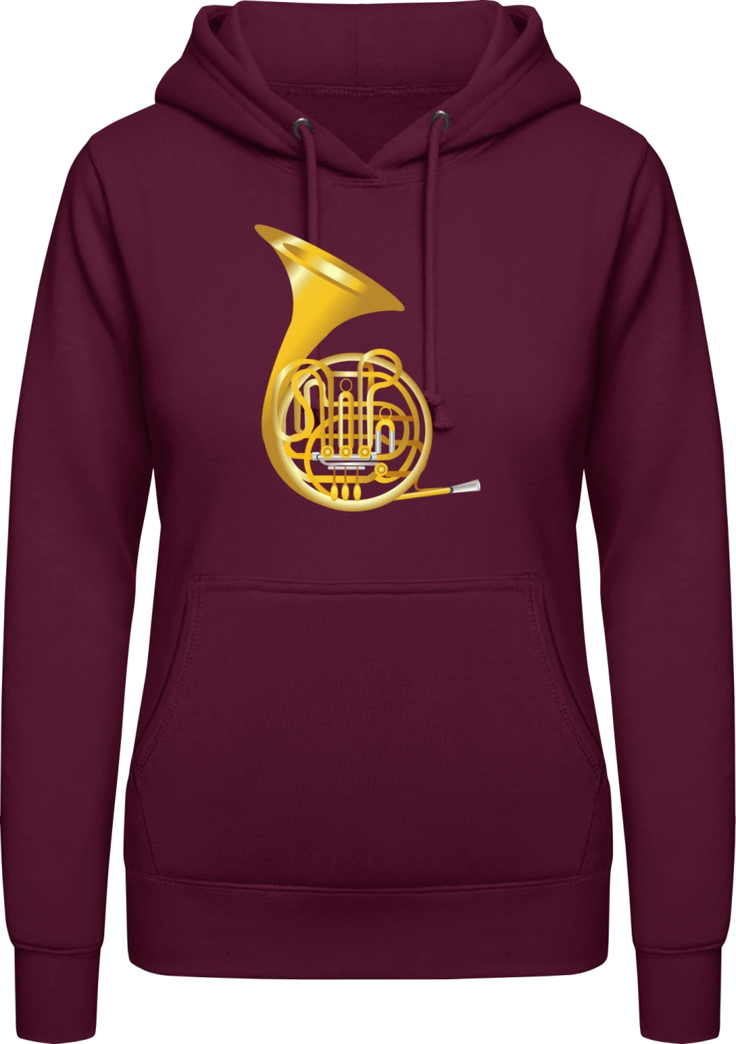 French Horn - Burgundy AWDis ladies hoodie - Front