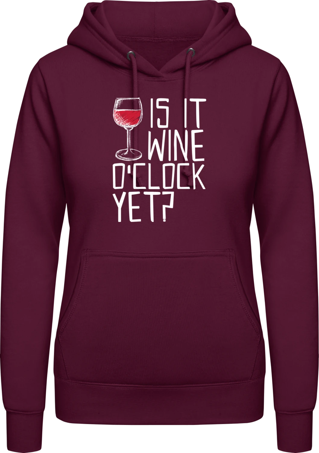 Is It Wine O´Clock Yet - Burgundy AWDis ladies hoodie - Front