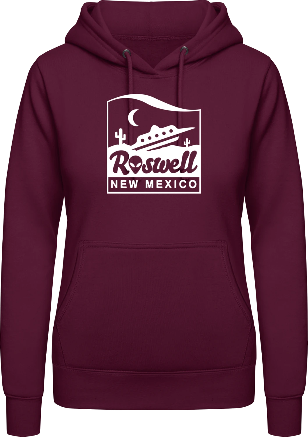 Roswell New Mexico - Burgundy AWDis ladies hoodie - Front