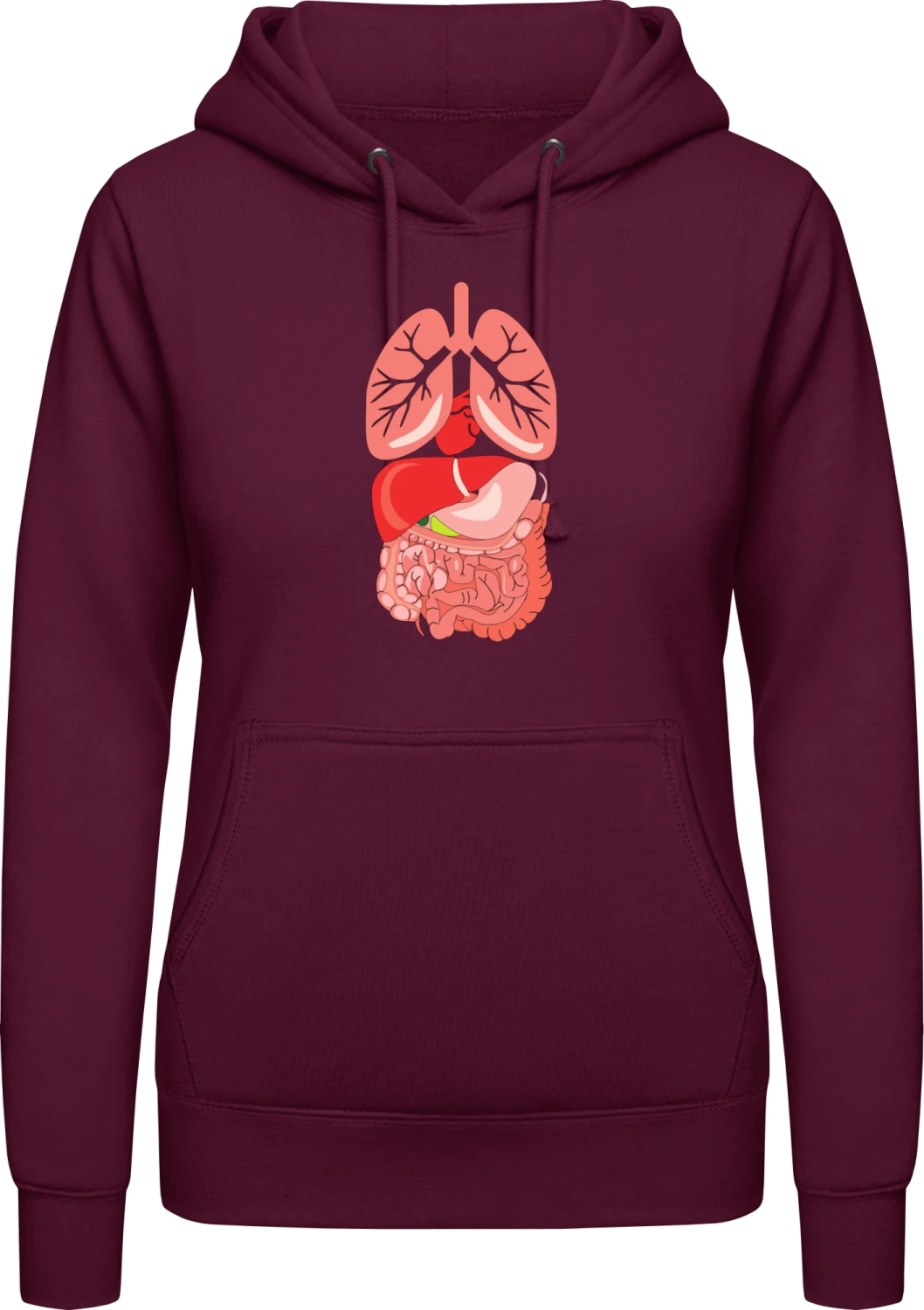 Human Organ - Burgundy AWDis ladies hoodie - Front