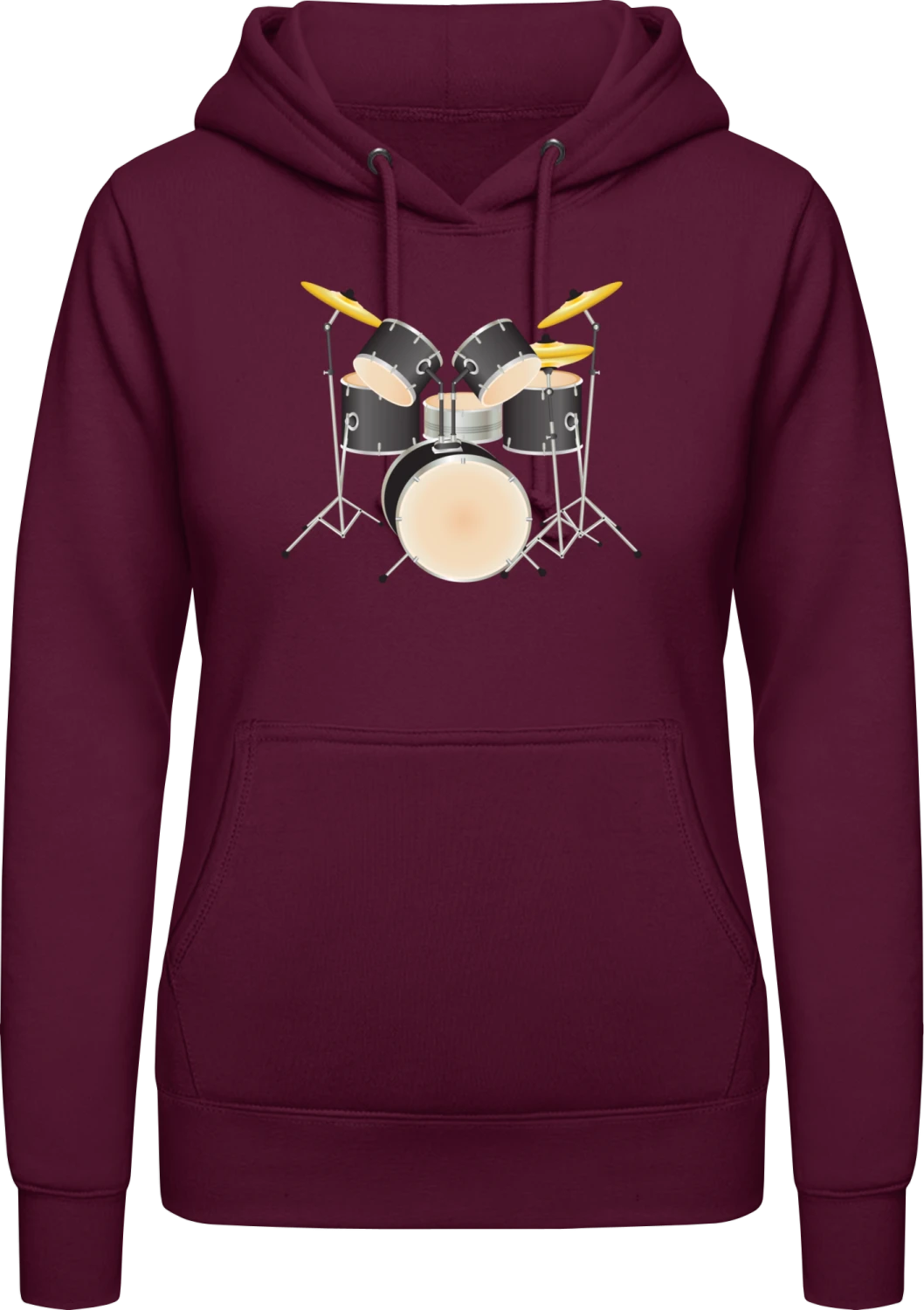 Schlagzeug Illustration - Burgundy AWDis ladies hoodie - Front