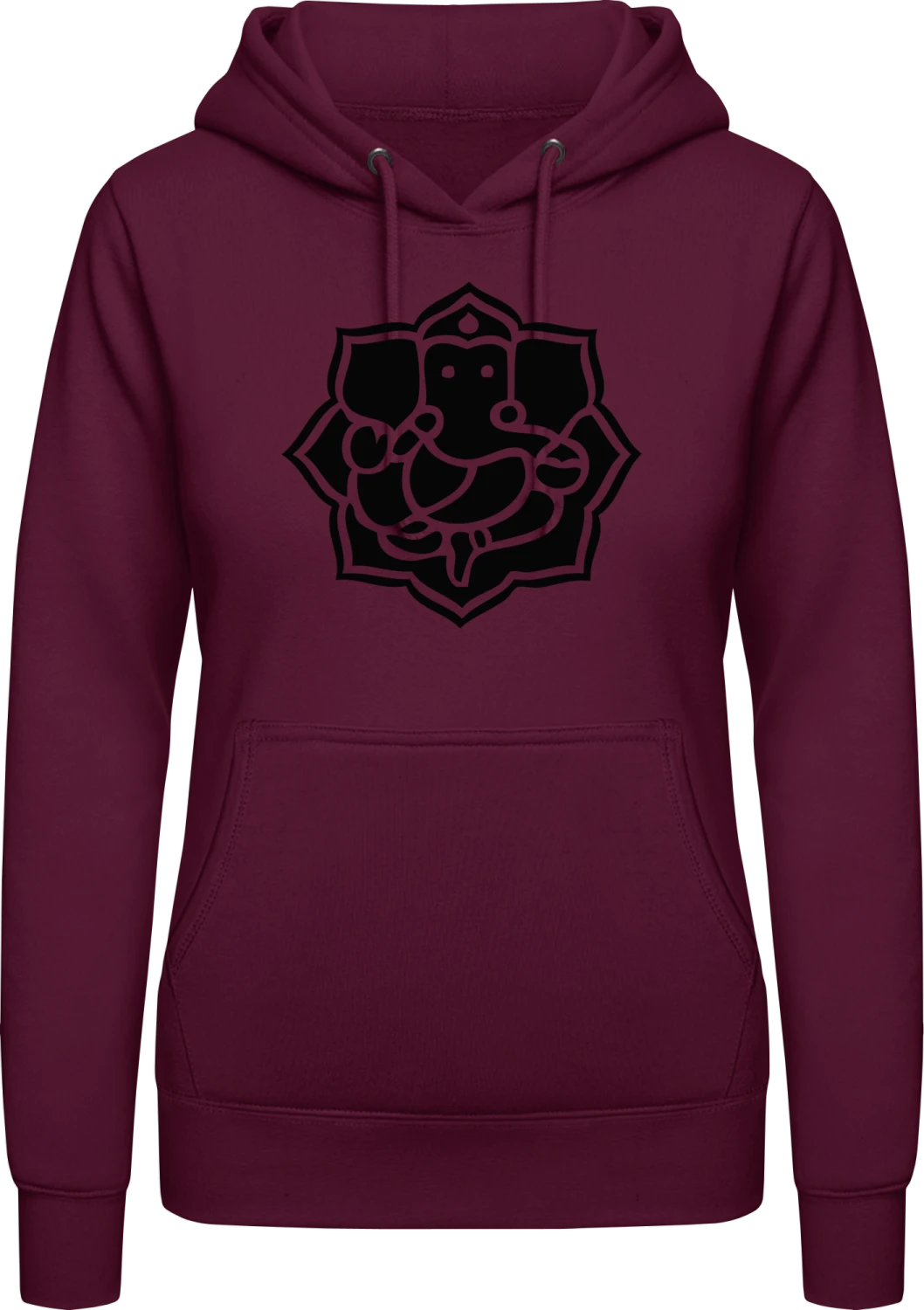 Ganesha - Burgundy AWDis ladies hoodie - Front