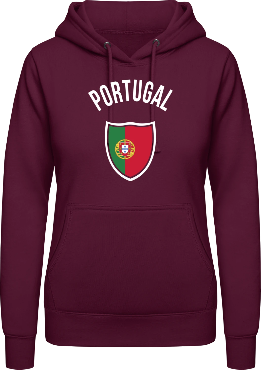 Portugal Fan - Burgundy AWDis ladies hoodie - Front