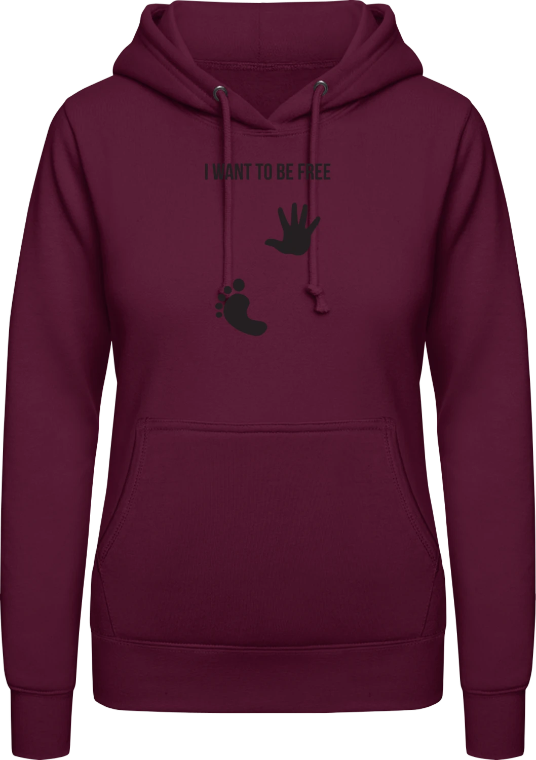 I Want To Be Free Baby On Board - Burgundy AWDis ladies hoodie - Front