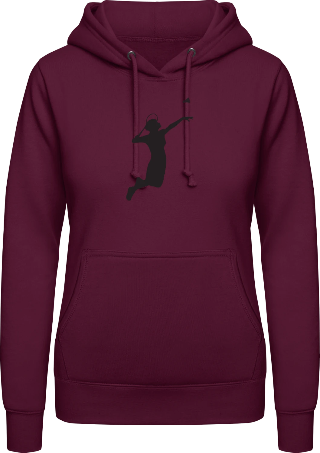 Female Badminton Player - Burgundy AWDis ladies hoodie - Front